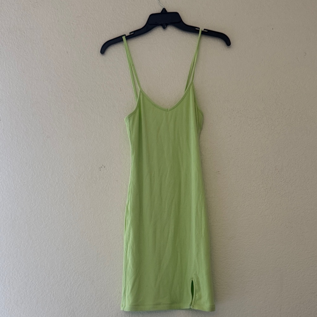 Nwt Lime Green Ribbed Spaghetti Strap Dress Nwt Lime Green Ribbed Spaghetti Strap Dress